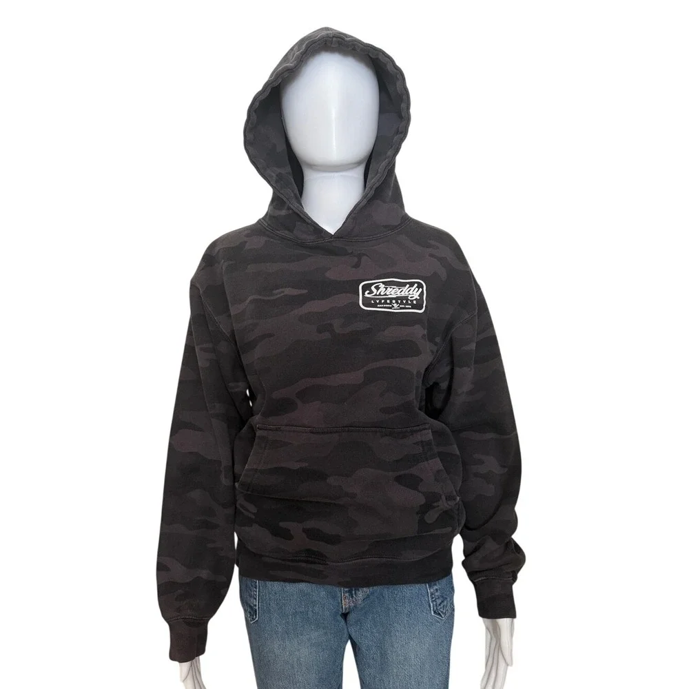 Shreddy Lifestyle Black Grey Camo Hoodie Size‎ S